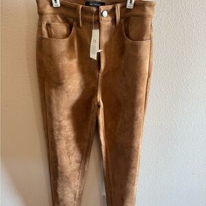 Ann Taylor faux suede Tan Skinny Pants 2 NWT